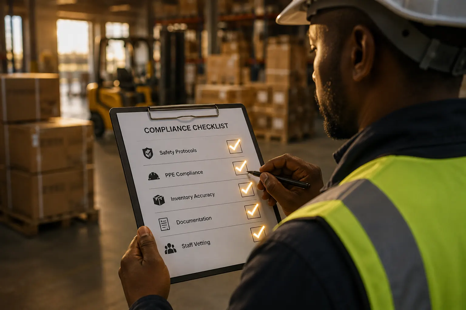 Compliance and right-to-work documents being checked before a placement