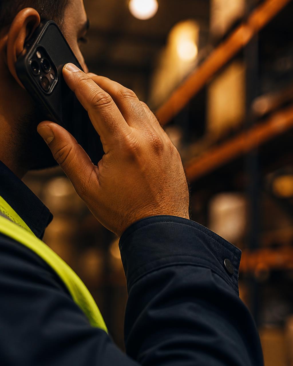 Shiftly coordinator on a phone call arranging last-minute warehouse cover